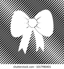 Bow sign illustration. Vector. Icon. Hole in moire background.