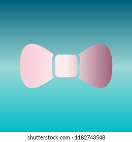 Bow sign illustration. Vector. Pink bronze gradient icon at turquoise gradient background.
