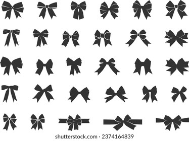 Bow Silhouette, Bow Tie Silhouette, Decorative Bows Silhouette, Bow Ribbon Silhouette, Geschenkbogen, Bows Clip Art, Band Silhouetten