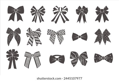 Bow silhouettes, Bow tie silhouette, Hair bow silhouette, Ribbon bow silhouette
