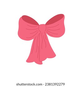 Bow simple cartoon festive doodle vector illustration, accessory for holiday events design, birthday, greeting cards, banners 