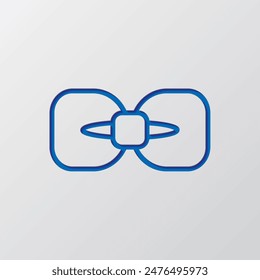 Bow simple icon. Flat design. Paper cut design. Cutted blue symbol with shadow. Gray background.ai