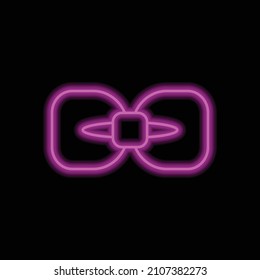 Bow simple icon. Flat desing. Purple neon on black background.ai