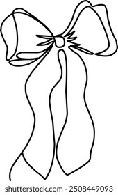 Bow single one line art illustration