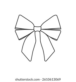 Bow, sketch, isolated on a transparent background. Vector illustration. Line, outline, simple design. Decorative element, clip art, icon. Black.