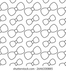 Bow. Sketch. Seamless vector pattern. Repeating ornament of cute bow ties. Isolated colorless background. Doodle style. Idea for web design.