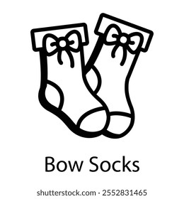 Bow socks icon in drawing style