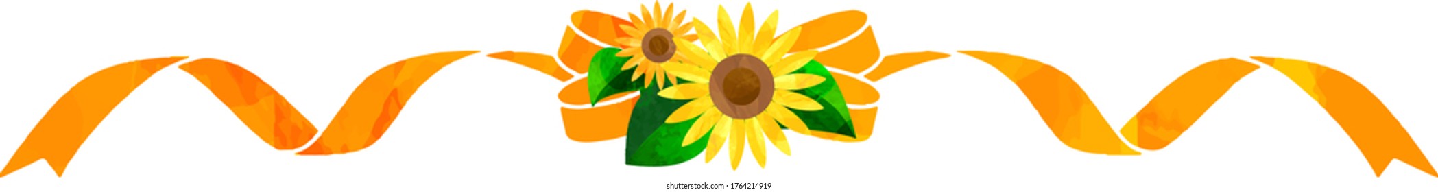 A bow and a spiral with sunflowers ribbon,orange