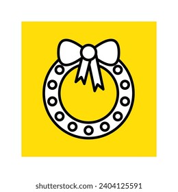 Bow Square Icon Vector Illustration. Christmas Icons. Use for Xmas, Decoration, Greeting Card Etc.
