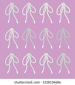 Bow String Braid Cord Sketch Vector Flat Fashion