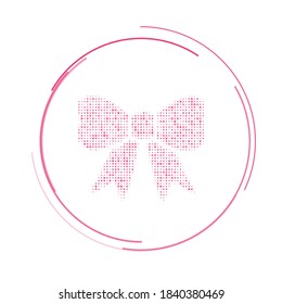 The bow symbol filled with pink dots. Vector illustration on white background