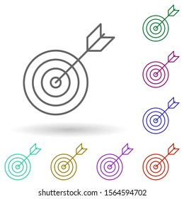 Bow and target multi color icon. Simple thin line, outline vector of succes and awards icons for ui and ux, website or mobile application