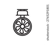 Bow thruster icon. Ship maneuverability, representing marine propulsion hardware, docking tools, tunnel thruster gear, vessel control systems, and industrial maritime logistics for port navigation.