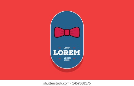 Bow Tie Badge Sticker Design Flat Style Design