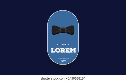 Bow Tie Badge Sticker Design Flat Style Design