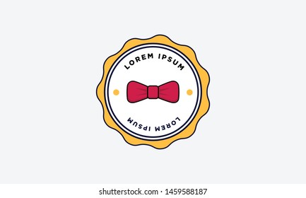 Bow Tie Badge Sticker Design Flat Style Design