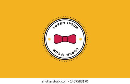 Bow Tie Badge Sticker Design Flat Style Design