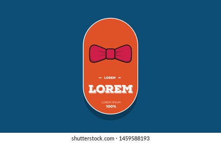 Bow Tie Badge Sticker Design Flat Style Design