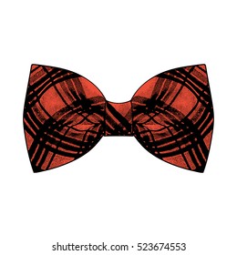 Bow tie. Black and fiesta color. Vector illustration