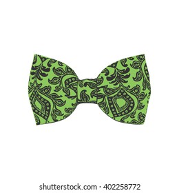 bow tie. black and green flash color. vector illustration