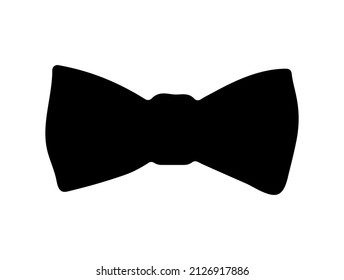 Bow tie black icon. Silhouette of a man in a suit. Accessories for weddings, proms, birthdays. Flat design. Icon isolated on white background. Vector.