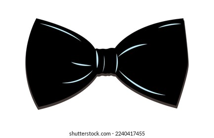 Bow tie in black on white background with shadow. Flat style