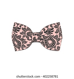 bow tie. black and rose quartz color. vector illustration