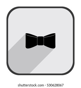 Bow tie - black vector icon  with long shadow