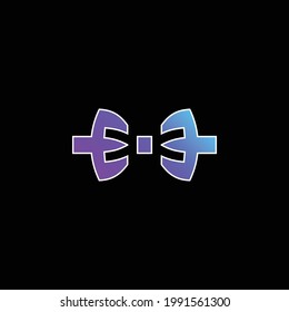 Bow Tie blue gradient vector icon