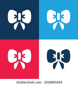 Bow Tie azul y rojo cuatro colores conjunto de iconos mínimo