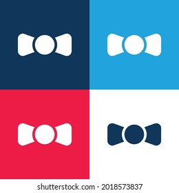 Bow Tie azul y rojo cuatro colores conjunto de iconos mínimo