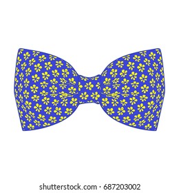 Bow tie. Blue and yellow color. Vector illustration