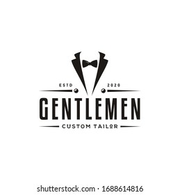 Diseño del logotipo clásico de la marca Bow Tie Tuxedo Suit Gentleman Fashion Tailor Clothes
