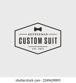 Bow Tie Bowtie  Tuxedo Suit Gentleman Fashion Tailor Clothes Vintage Classic Logo design