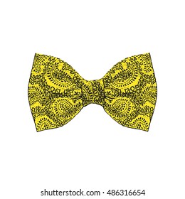 Bow tie. Buttercup and black color. Vector illustration