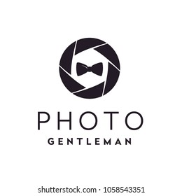 Bow Tie and Camera Shutter Lens for Fashion Photographer logo design inspiration