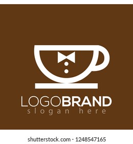 Bow Tie In Coffee Glass Logo Icon Vector