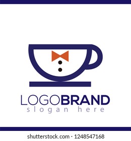bow tie in coffee glass logo icon vector