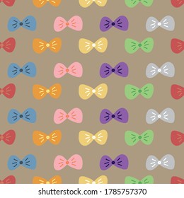 Bow Tie Colorful Seamless Pattern. Vector illustration. Great for birthday, party, gift wrapping, wallpaper, textile and scrapbook 
