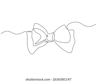 Bow tie continuous line. Continuous one line drawing of bow tie. wedding, accessory, fashion concept. Single line drawing