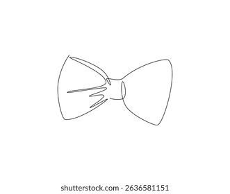 Bow tie continuous line. Continuous one line drawing of bow tie. wedding, accessory, fashion concept. Single line drawing