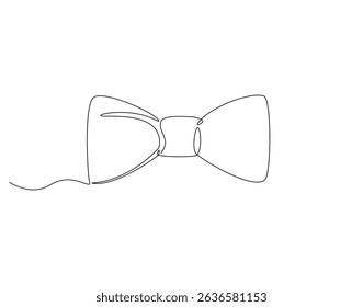 Bow tie continuous line. Continuous one line drawing of bow tie. wedding, accessory, fashion concept. Single line drawing