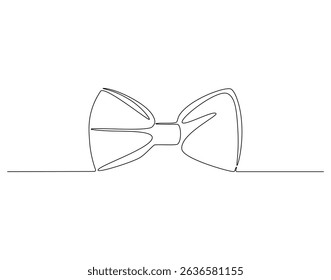 Bow tie continuous line. Continuous one line drawing of bow tie. wedding, accessory, fashion concept. Single line drawing