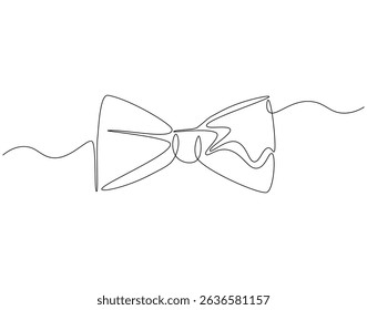 Bow tie continuous line. Continuous one line drawing of bow tie. wedding, accessory, fashion concept. Single line drawing