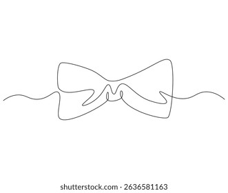 Bow tie continuous line. Continuous one line drawing of bow tie. wedding, accessory, fashion concept. Single line drawing