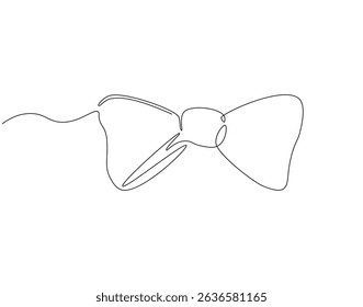 Bow tie continuous line. Continuous one line drawing of bow tie. wedding, accessory, fashion concept. Single line drawing