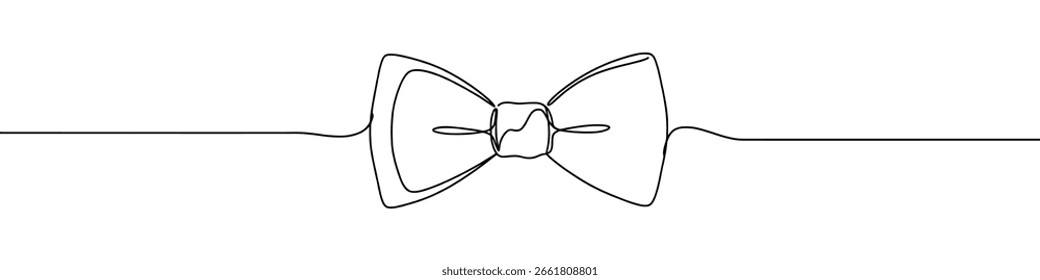 Bow tie continuous one line drawing. Ribbon knot symbol. Vector illustration.