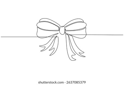 A bow tie depicted with a single continuous stroke. A minimalist, Neck with a bow tie single line art. Man in formal wear dress code abstract minimal one line drawing.