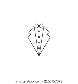 Bow tie dinner jacket collar line icon. Element of evening menswear illustration flat sign vector