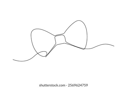 Bow tie drawn in one continuous line. One line drawing, minimalism. Vector illustration. Bow tie one continuous line drawing. Abstract black and white minimal single line art style vector.